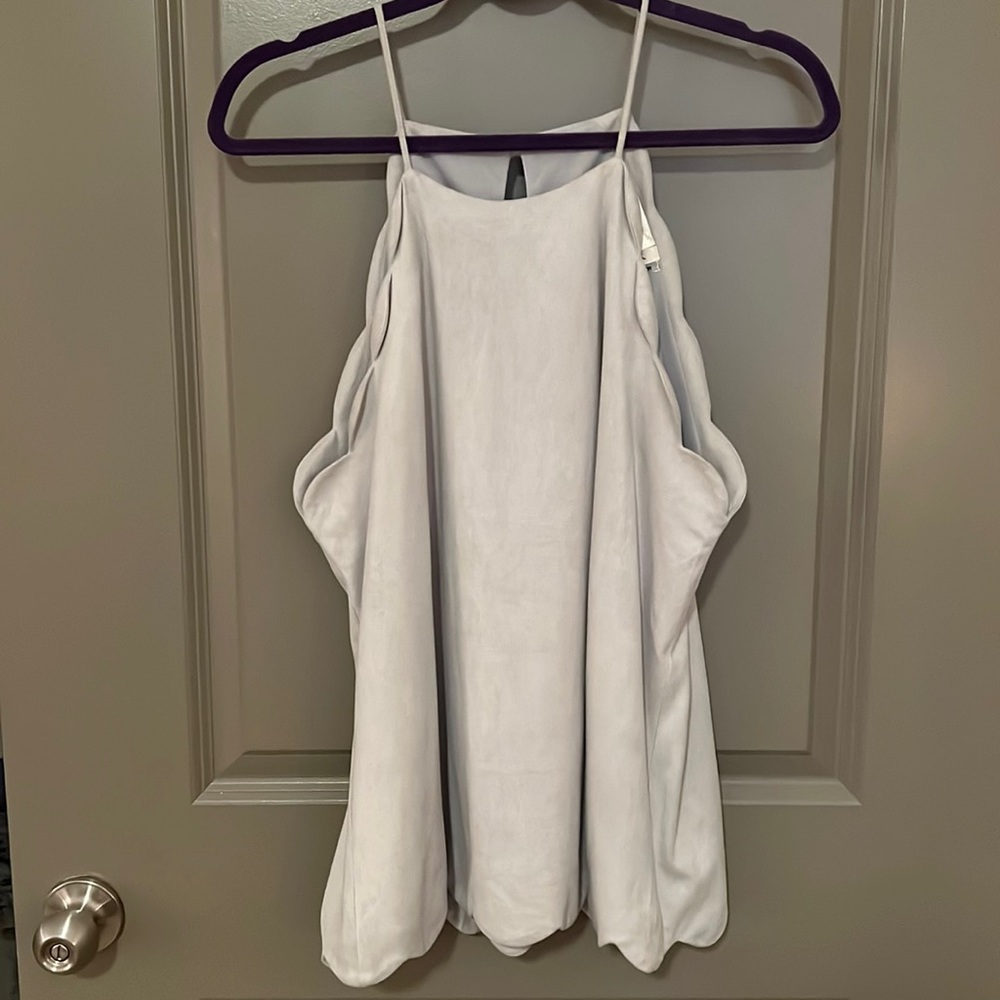 Velvet grey tank top, scalloped detail